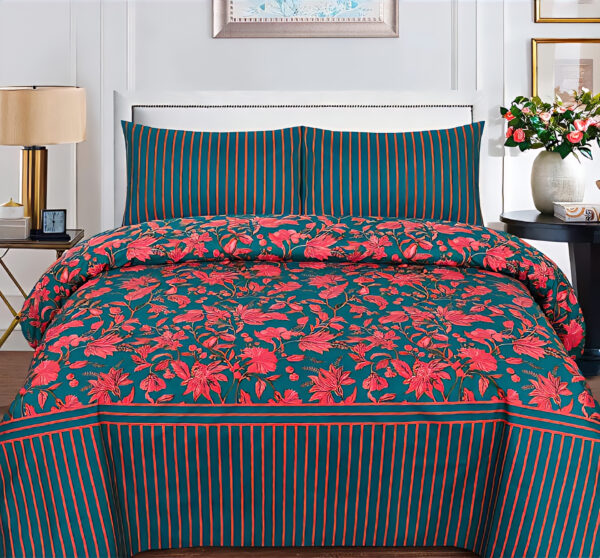 3 pcs Cotton Bedsheet With Pillows Cover
